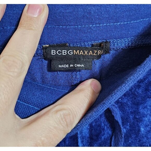 BCBGMAXAZRIA royal blue vintage 2000's Y2K velour pants rhinestones size small - Picture 9 of 9